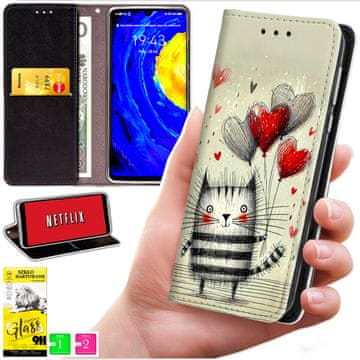 Futrola tipa novčanik za Honor X7d / 400 Smart - maska BLUEMOON s uzorkom + staklo 9H