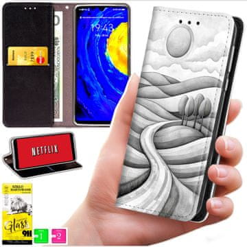 Futrola tipa novčanik za Oppo A5 Pro - maska Bluemoon s uzorkom + zaštitno staklo 9h
