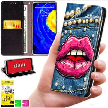 Futrola tipa novčanik za Oppo Reno 13F 5G / 13 FS 5G - maska BLUEMOON s uzorkom + staklo 9H
