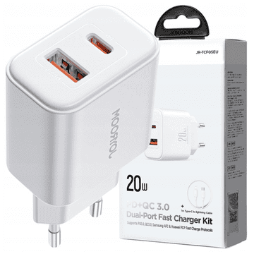 Joyroom Joyroom 20W Dvostruki Brzi Punjač Za Lightning Mobilne Telefone S Kabelom