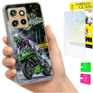 Etui za Motorola Edge 50 Neo, foto maskica s leđima i zaštitnim staklom 9h
