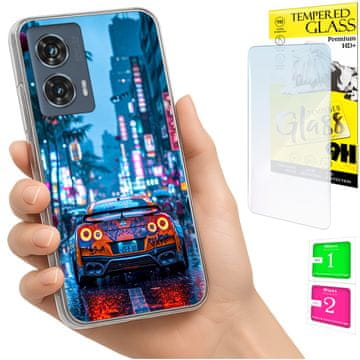 Etui za Motorola Edge 50 Fusion, maskica s foto otvorom i zaštitno staklo 9H
