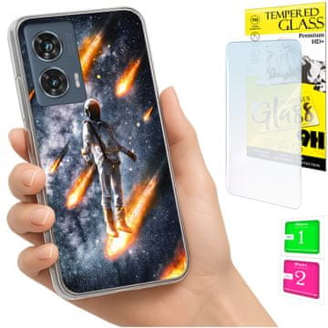 Futerał za Motorola Edge 50 Fusion, maskica s foto poleđinom i kaljeno staklo 9H