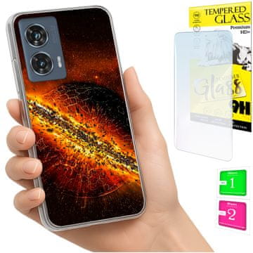 Etui za Motorola Edge 50 Fusion maskica foto zadnja futrola + staklo 9H