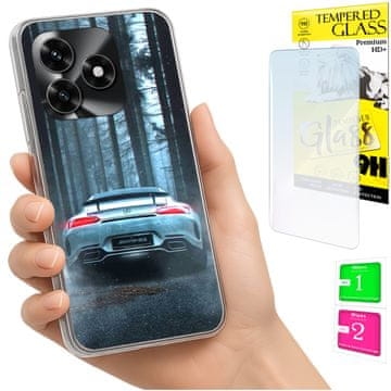 Futrola za Honor X5C Plus / X5C 4G s foto otvorom, maska za leđa i staklo 9H