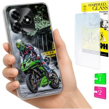 Torbica za Honor X5C Plus / X5C 4G, maska FOTO, stražnja maska + 9H staklo