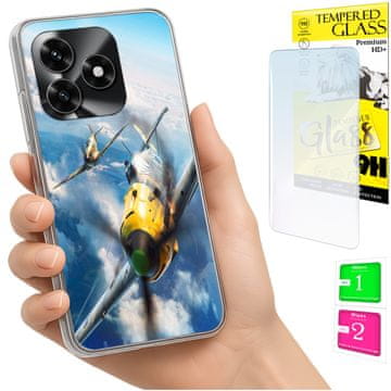 Futrola za Honor X5C Plus / X5C 4G, maskica s printom, leđa, torbica + staklo 9H