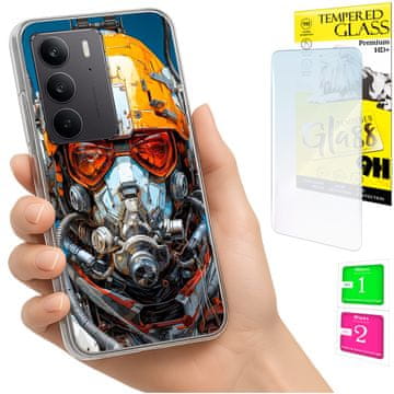 Etui za Realme C75 / 14X 5G, maska FOTO, stražnja strana, torbica + staklo 9H