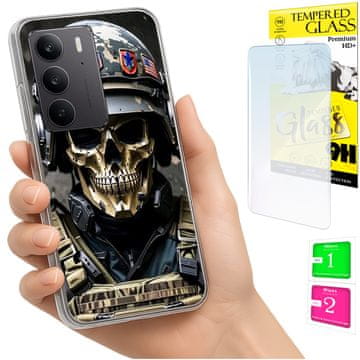 Fotoprotektivna maska za Realme C75 / 14X 5G, stražnja maska s prstenom i 9H staklom