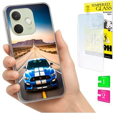 Torbica za Oppo A5 Pro, futrola s tvrdim poklopcem za leđa + zaštitno staklo 9H