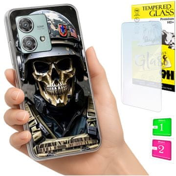 Torbica za Motorola Edge 40 Neo, maskica s fotografijom, stražnja maska + staklo 9H
