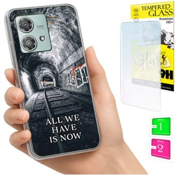 Etui za Motorola Edge 40 Neo, maskica sa slikom, stražnja strana i futrola + staklo 9H
