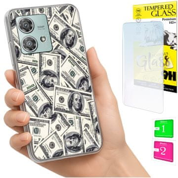 Torbica za Motorola Edge 40 Neo, maskica sa štitnikom za leđa, futrola + staklo 9H