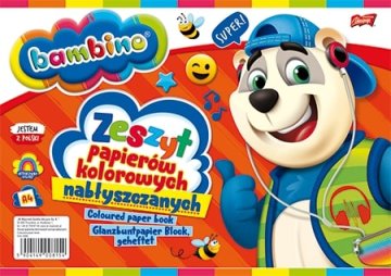 BAMBINO sjajni bilježnica od papira u boji. A4. 10 listova.