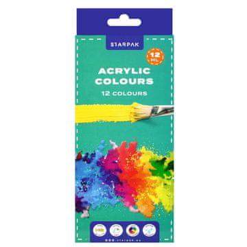 STARPAK Akrilne boje u tubi od 12 ml. 12 nijansi.