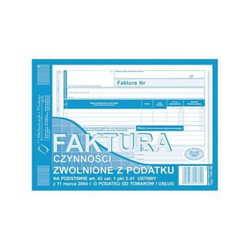 Druk. Faktura za oslobođene porezne radnje A5