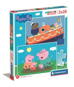 Clementoni Puzzle 2x20 elemenata. Super kolor. Peppa Pig 247974