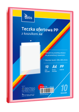 Tetis Poslovna torba PP 10 džepova za majice, A4 crvena