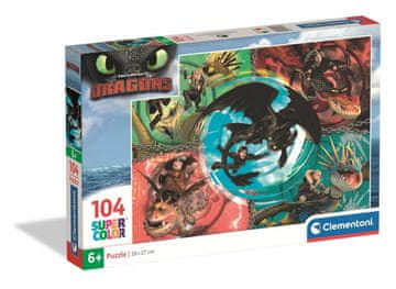 Clementoni Puzzle od 104 elementa, super boja, Kako izdresirati svog zmaja 1