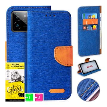 Etui za Realme GT 7 Pro, torbica CANVAS s magnetom i novčanikom + staklo 9H
