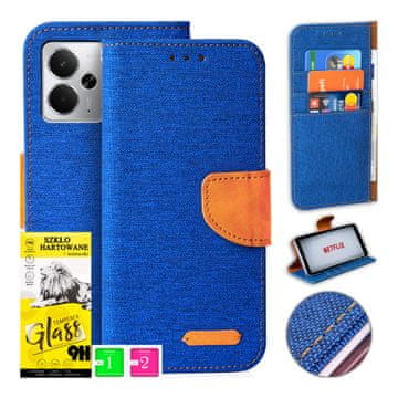 Futrola za Realme 14 5G / 14T 5G canvas maskica s magnetom, novčanik + staklo
