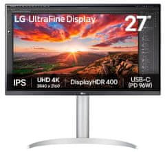 LG LG UltraFine 27UP850K-W UHD 4K IPS HDR10 monitor crne i srebrne boje