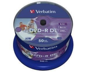 Verbatim DVD+R Double Layer Wide Inkjet Printable 8x, 50 komada
