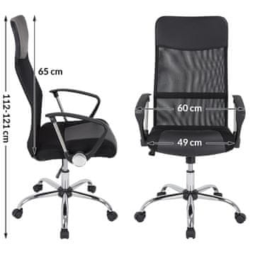 Northix Ergonomska uredska stolica s mrežastim naslonom i PU kožom