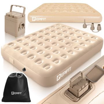 Dvokrevetni zračni madrac s električnom USB-C pumpom za kampiranje 300kg AIRE beige