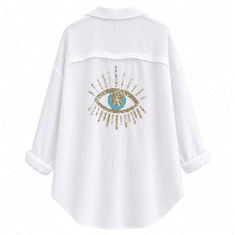 VIVVA® Ženska elegantna košulja s perlicama i šljokicama, široki kroj, ledena svila, prozračna tkanina S–2XL | SHIMORA Bijela XL
