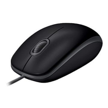 slomart Logitech B110 Silent žičani miš, Crni, Ambidextrous, Tihe tipke