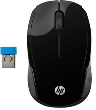 HP Wireless Mouse 200, Ambidextrous, Bežični, Optički, Crni