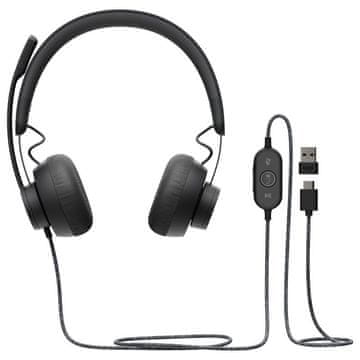 Logitech Zone Wired MSFT Teams USB-C stereo slušalice s mikrofonom, sive