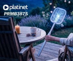 Platinet PRMB3875 2u1 električni reket protiv insekata, 5 W, bijel