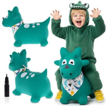 Dječji skakač na napuhavanje s pumpicom Dino zeleni s maramom Sun Baby