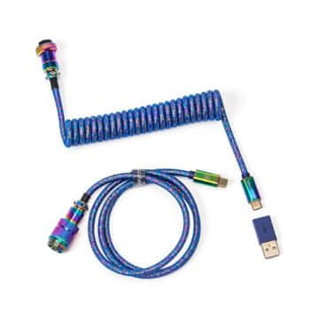 Keychron Keychron - Premium Coiled Aviator kabel za mehaničku tipkovnicu, rainbow plavi pod kutom