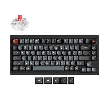 Keychron Keychron V1 8K QMK Wired Custom Mechanical Keyboard - žičana mehanička tipkovnica, potpuno sastavljena, s gumbom, crna, Keychron Super Red