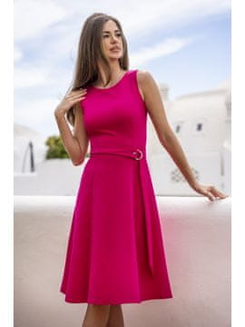Awama Elegantna midi haljina na naramenice s remenom, boja maline, M