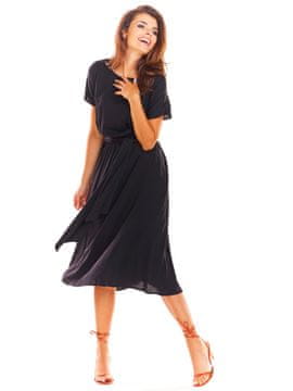 Awama Lepr\u0105zra\u010dna kimono haljina midi od viskoze s kratkim rukavima, crna XL