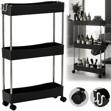 Frizerski kozmetički asistent za salon, univerzalni ormarić, kolica, stol na kotačima, crni HL-6413-BLACK