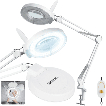 LED kozmetička lupa 24W, povećalo za trepavice za stol, bijela, 83 cm