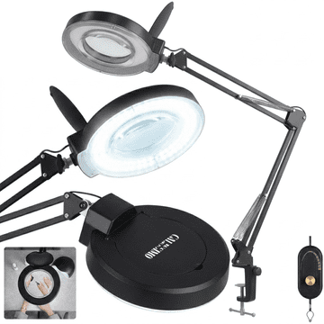 LED kozmetička lupa 24W, povećalo za trepavice za stol, crna, 83 cm