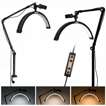 LED kozmetička lampa MOON Bow 20W za trepavice za stol crna 42 cm