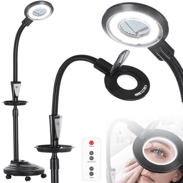 24W LED kozmetička lampa za povećanje trepavica, stojna, crna