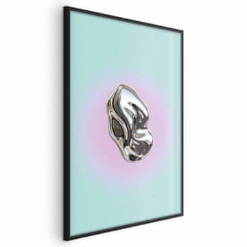 Artgeist Poster - Metalni oblik - apstraktna skulptura na mint pozadini s ljubičastom aureolom