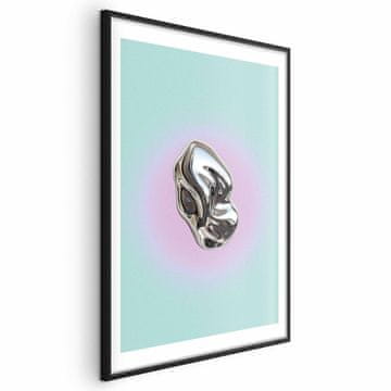 Artgeist Poster - Metalni oblik - apstraktna skulptura na mint pozadini s ljubičastom aureolom
