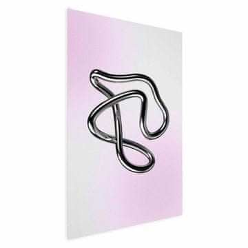 Artgeist Poster - Srebrne zamršenosti - fluidna metalna figura na gradijentnoj pozadini