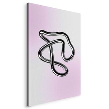 Artgeist Slika - Srebrne zamršenosti - fluidna metalna figura na gradijentnoj pozadini