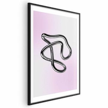 Artgeist Poster - Srebrne zamršenosti - fluidna metalna figura na gradijentnoj pozadini