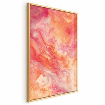 Artgeist Poster - Plamteće boje - dinamični oblici u bojama vatre i ružičaste